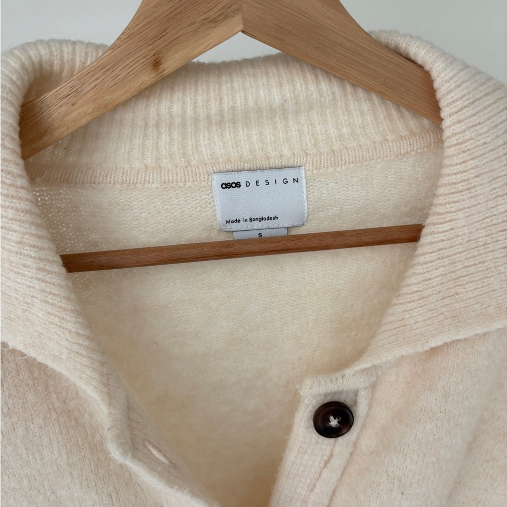 ASOS Small Cream Button-Up Cardigan - Picture 3 of 4